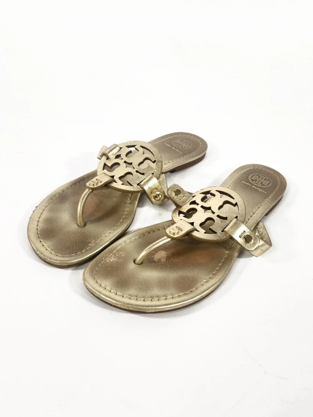 Tory Burch Gold Miller Sandals Size 8